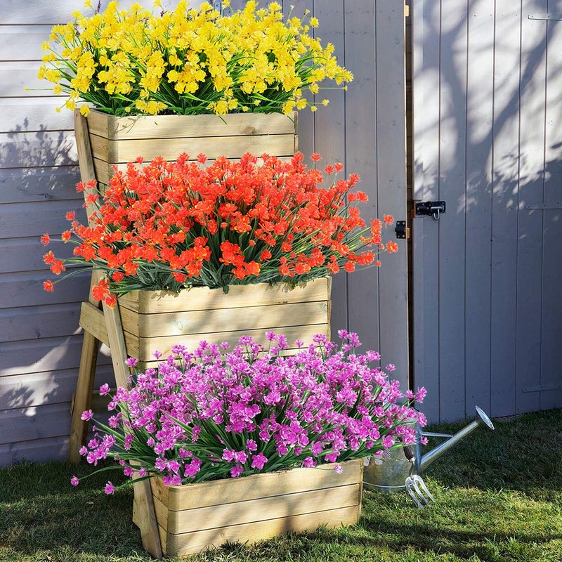ArtBloom 20 Bundles Outdoor Artificial Fake Flowers UV Resistant Shrubs Plants, Faux Plastic Greenery for Indoor Outside Hanging Plants Garden Porch Window Box Home Wedding Farmhouse Decor (Fuchsia) - Image 4